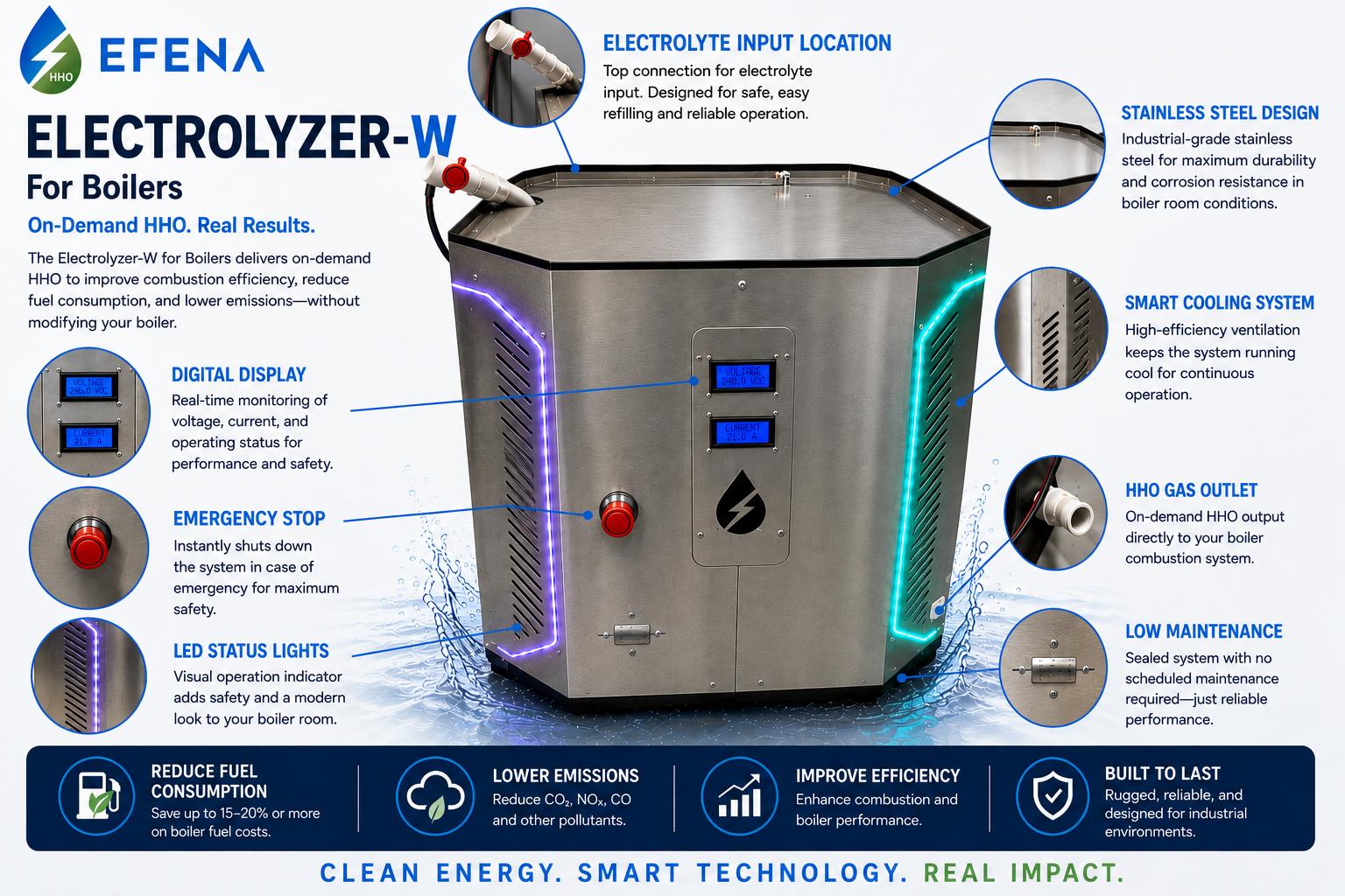 Electrolyzer-W boiler application equipment and feature overview